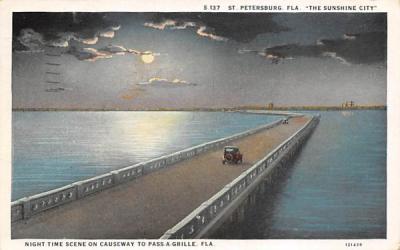 Night-Time Scene on Causeway to Pass-A-Grille, FL, USA St Petersburg, Florida Postcard