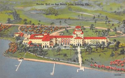 Harder Hall on Rex Beach Lake Sebring, Florida Postcard