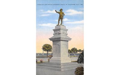Ponce De Leon Statue Anderson Circle St Augustine, Florida Postcard