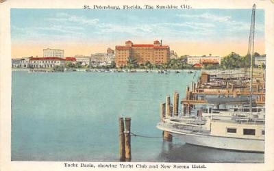 showing Yacht Club and New Soreno Hotel St Petersburg, Florida Postcard