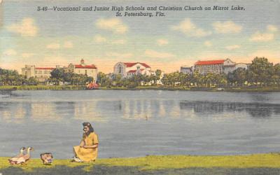 Junior High Schools, Christian Church on Mirror Lake St Petersburg, Florida Postcard