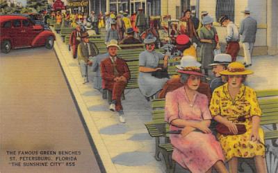 The Famous Green Benches St Petersburg, Florida Postcard