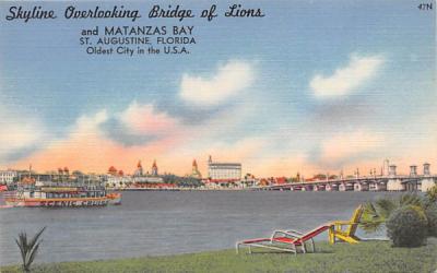 Overlooking Bridge of Lions and Matanzas Bay St Augustine, Florida Postcard