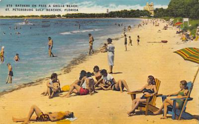 Bathers on Pass a Grille Beach St Petersburg, Florida Postcard