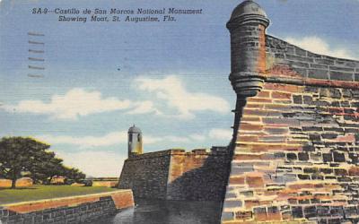 Castillo de San Marcos National Monument Showing Moat St Augustine, Florida Postcard