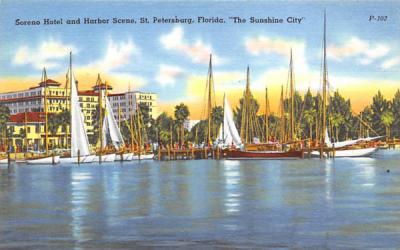 Soreno Hotel and Harbor Scene St Petersburg, Florida Postcard
