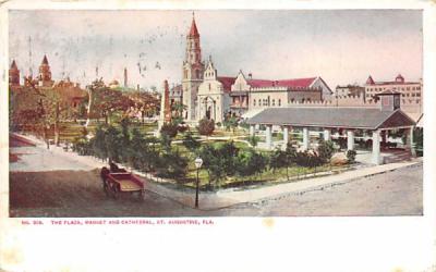 The Plaza, Market and Cathedral St Augustine, Florida Postcard