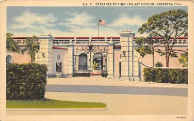 Entrance to Ringling Art Museum Sarasota, Florida Postcard