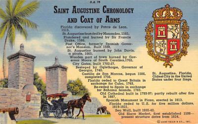 Saint Augustine Chronology and Coat of Arms St Augustine, Florida Postcard