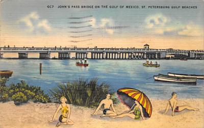 John's Pass Bridge on the Gulf of Mexico St Petersburg, Florida Postcard