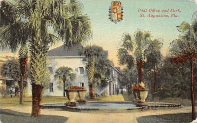 Post Office an dPark St Augustine, Florida Postcard