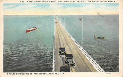 Gandy Bridge, Longest Toll Bridge in World St Petersburg, Florida Postcard