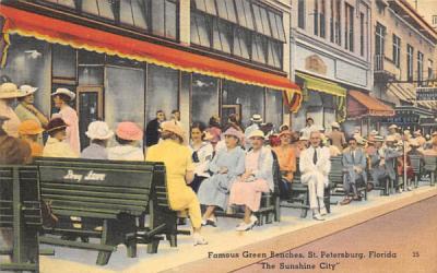 Famous Green Benches St Petersburg, Florida Postcard