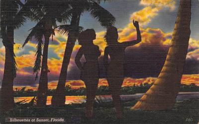 Silhouettes at Sunset, FL, USA Florida Postcard