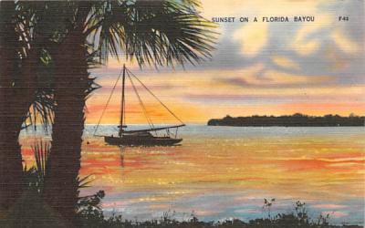 Sunset on  Florida Bayou, USA Postcard