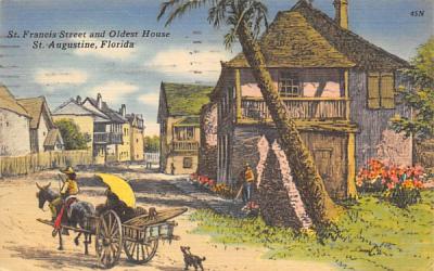 St. Francis Street and Oldest House St Augustine, Florida Postcard