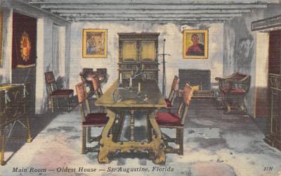 Main Room - Oldest House St Augustine, Florida Postcard