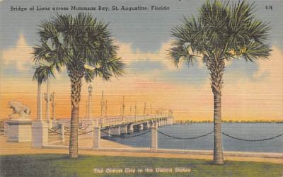 Bridge of Lions across Matanzas Bay St Augustine, Florida Postcard