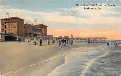 Clarendon Hotel from Beach Seabreeze, Florida Postcard