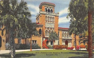 Famous John Ringling Mansion Sarasota, Florida Postcard