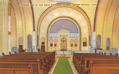 Interior View of New Greek Orthodox Church Tarpon Springs, Florida Postcard