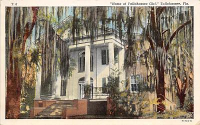 Home of Tallahassee Girl Florida Postcard