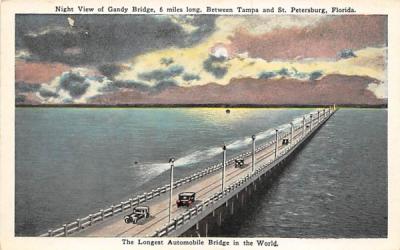 Gandy Bridge, Between Tampa & St. Petersburg Florida Postcard