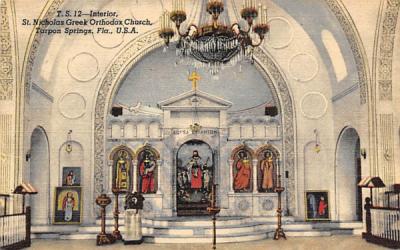 Interior, St. Nicholas Greek Orthodox Church Tarpon Springs, Florida Postcard