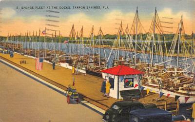 Sponge Fleet at the Docks Tarpon Springs, Florida Postcard