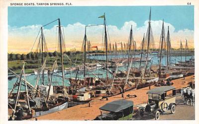 Sponge Boats Tarpon Springs, Florida Postcard
