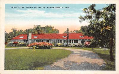 Home of Mr. Irving Bacheller  Winter Park, Florida Postcard