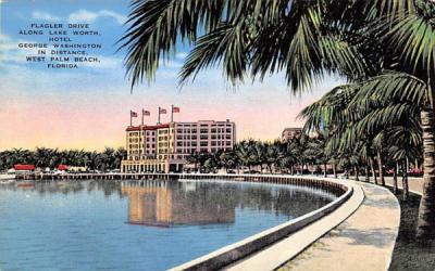 Flagler Drive along Lake Worth West Palm Beach, Florida Postcard