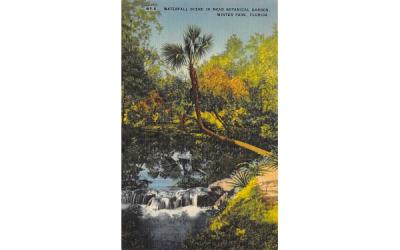 Waterfall Scene in Mead Botanical Garden Winter Park, Florida Postcard