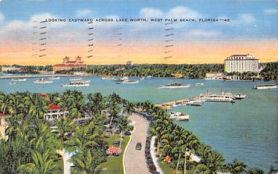 Looking Eastward Across Lake Worth West Palm Beach, Florida Postcard