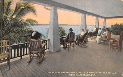 East Veranda Overlooking Lake Worth, Hotel Salt Air West Palm Beach, Florida Postcard