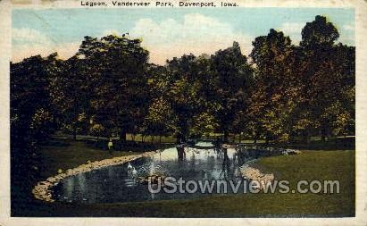 Lagoon in Vanderveer Park - Davenport, Iowa IA Postcard
