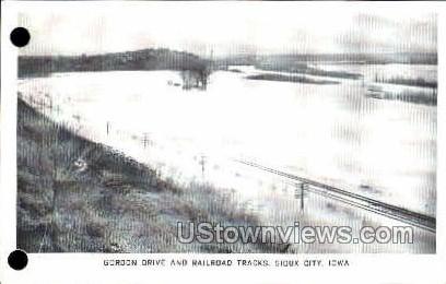 Gordon Drive and Railroad Tracks - Sioux City, Iowa IA Postcard