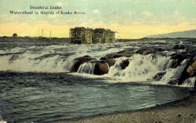 Waterwheel in Rapids of the Snake River  - Idaho ID Postcard