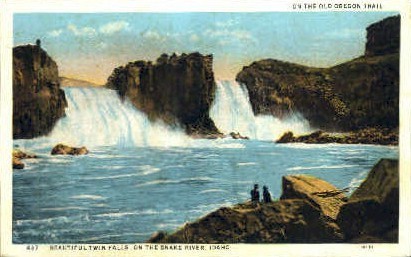 Twin Falls on Snake River - Idaho ID Postcard