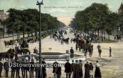 Grand Blvd - Chicago, Illinois IL Postcard
