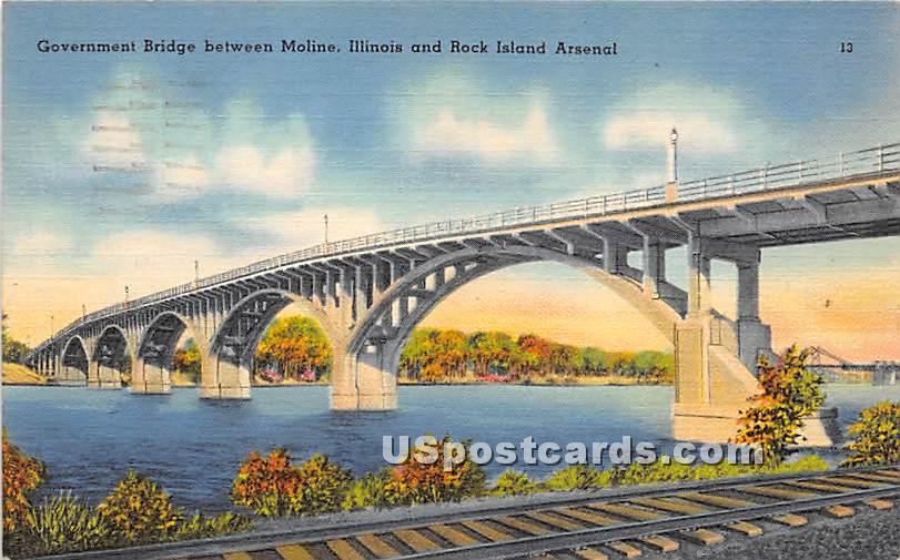 Government Bridge - Moline, Illinois IL Postcard