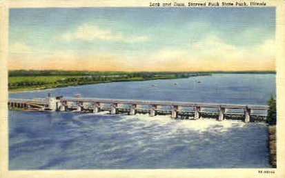 Lock and Dam - Starved Rock, Illinois IL Postcard