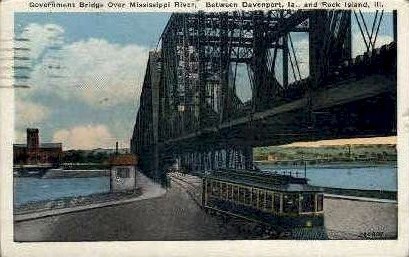 Government Bridge - Rock Island, Illinois IL Postcard