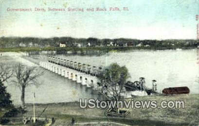 Government Dam - Sterling, Illinois IL Postcard