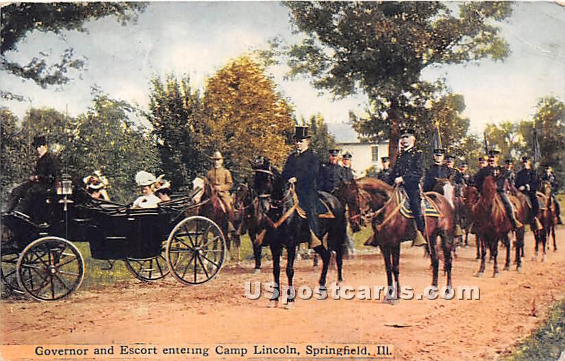 Governor & Escort, Camp Lincoln - Springfield, Illinois IL Postcard