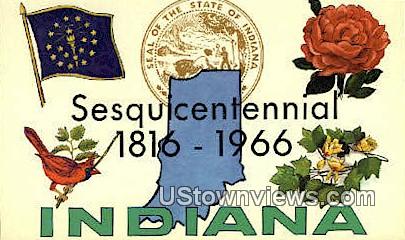 Sesquicentennial 1816-1966 - Indiana Postcards, Indiana IN Postcard