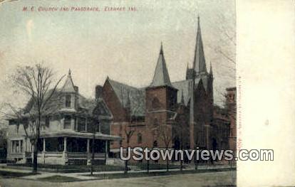 ME Church & Parsonage - Elkhart, Indiana IN Postcard