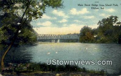 Main Street Bridge - Elkhart, Indiana IN Postcard