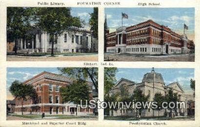 Public Library, High School, Elkhart - Indiana IN Postcard