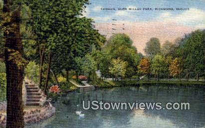 Lagoon, Glen Miller Park - Richmond, Indiana IN Postcard